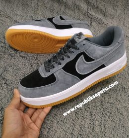 Sepatu Sneaker Airforce 1 Suede Grey Black Gumb
